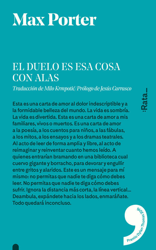 El duelo es esa cosa con alas, de Porter, Max | portada del libro