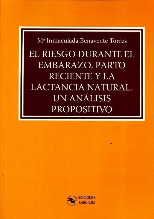 EL RIESGO DURANTE EL EMBARAZO, PARTO RECIENTE Y LA LACTANCIA, de BENAVENTE TORRES | portada del libro