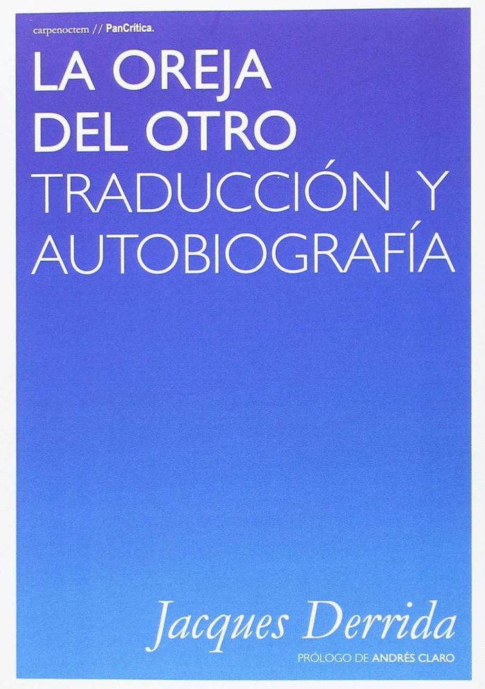 LA OREJA DEL OTRO, de DERRIDA, JACQUES | portada del libro