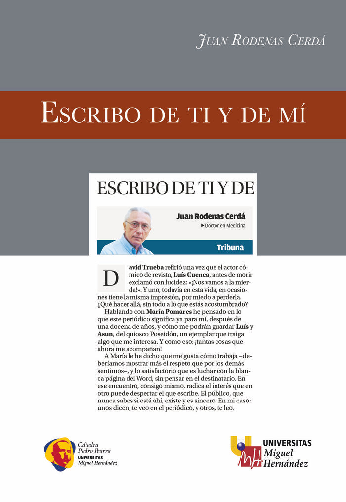 Escribo de ti y de mí, de Rodenas Cerdá, Juan | portada del libro