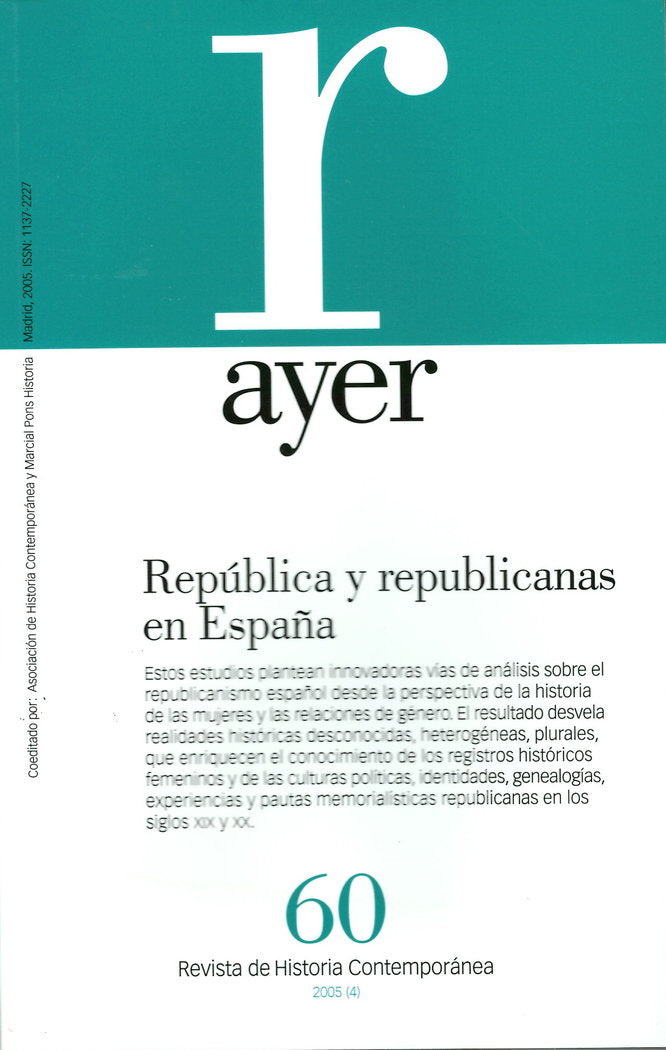 REPÚBLICA Y REPUBLICANAS EN ESPAÑA, de Ramos, M.ª Dolores | portada del libro