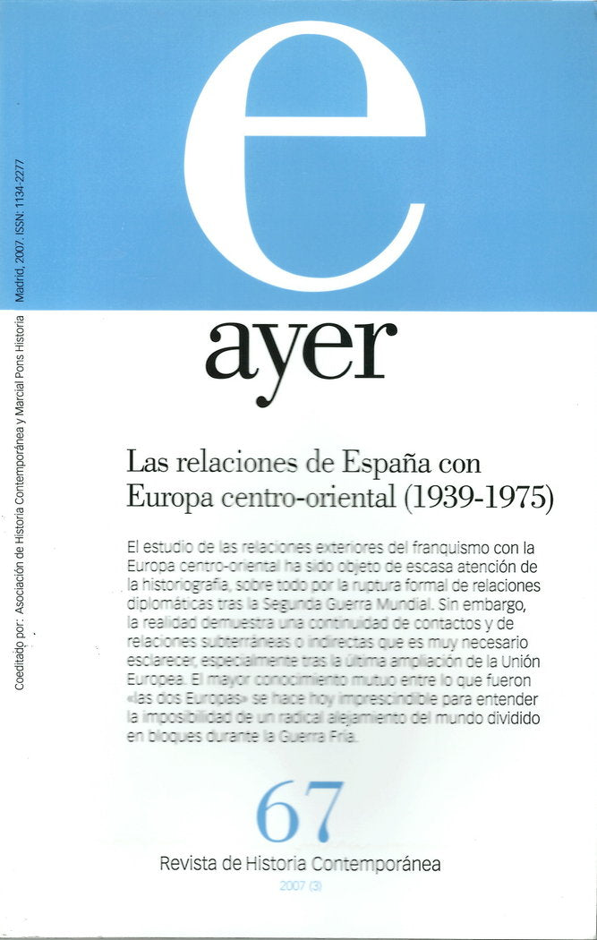 LAS RELACIONES DE ESPAÑA CON EUROPA CENTRO-ORIENTAL (1939-1975), de Eiroa San Francisco, Matilde | portada del libro