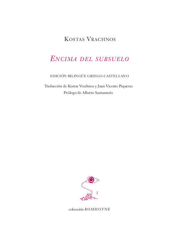 ENCIMA DEL SUBSUELO, de VRACHNOS | portada del libro