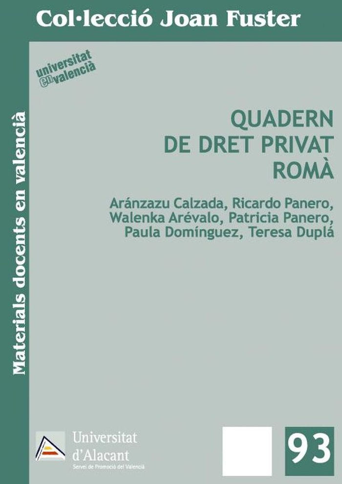Quadern de dret privat romà, de Calzada González | portada del libro