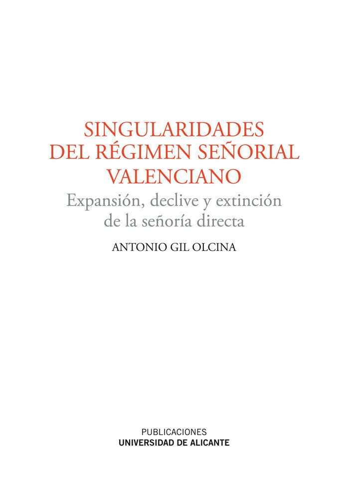 Singularidades del Régimen Señorial Valenciano, de Gil Olcina | portada del libro