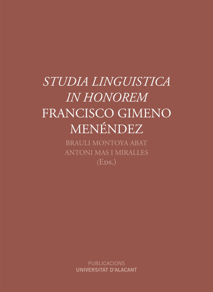 Studia linguistica in honorem Francisco Gimeno Menéndez, de Montoya Abat, Brauli | portada del libro