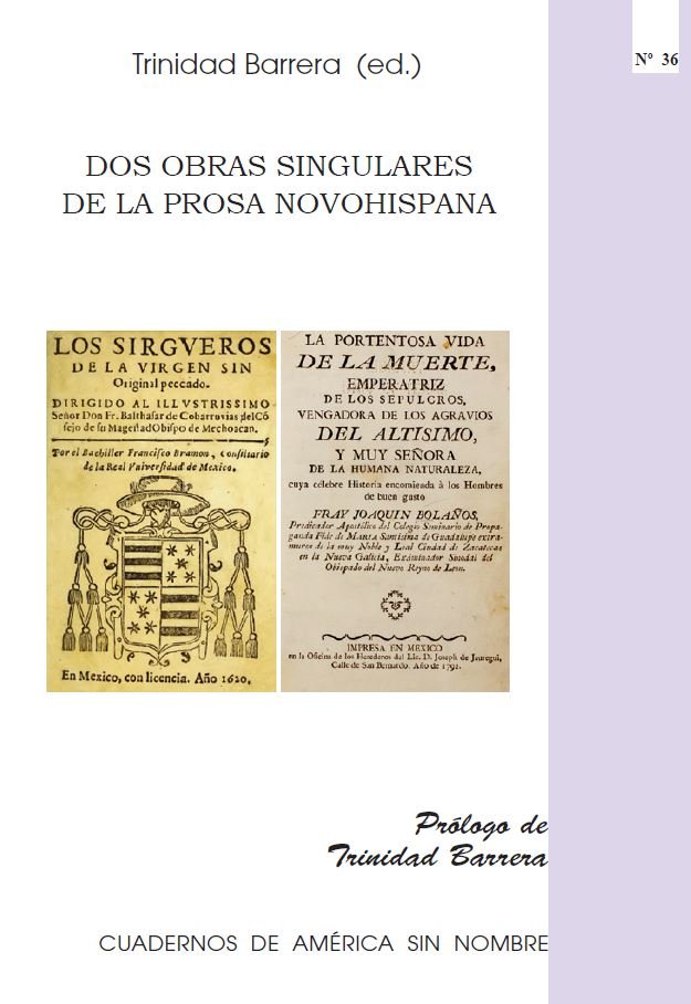 Dos obras singulares de la prosa novohispana, de Barrera López, Trinidad | portada del libro