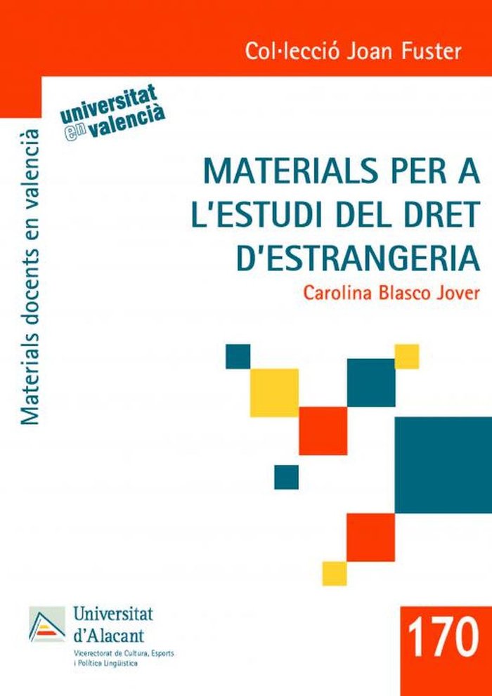 Materials per a l'estudi del dret d'estrangeria, de Blasco Jover, Carolina | portada del libro