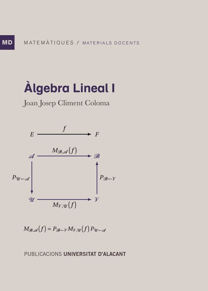 ALGEBRA LINEAL I, de CLIMENT COLOMA, JOAN JOSEP | portada del libro