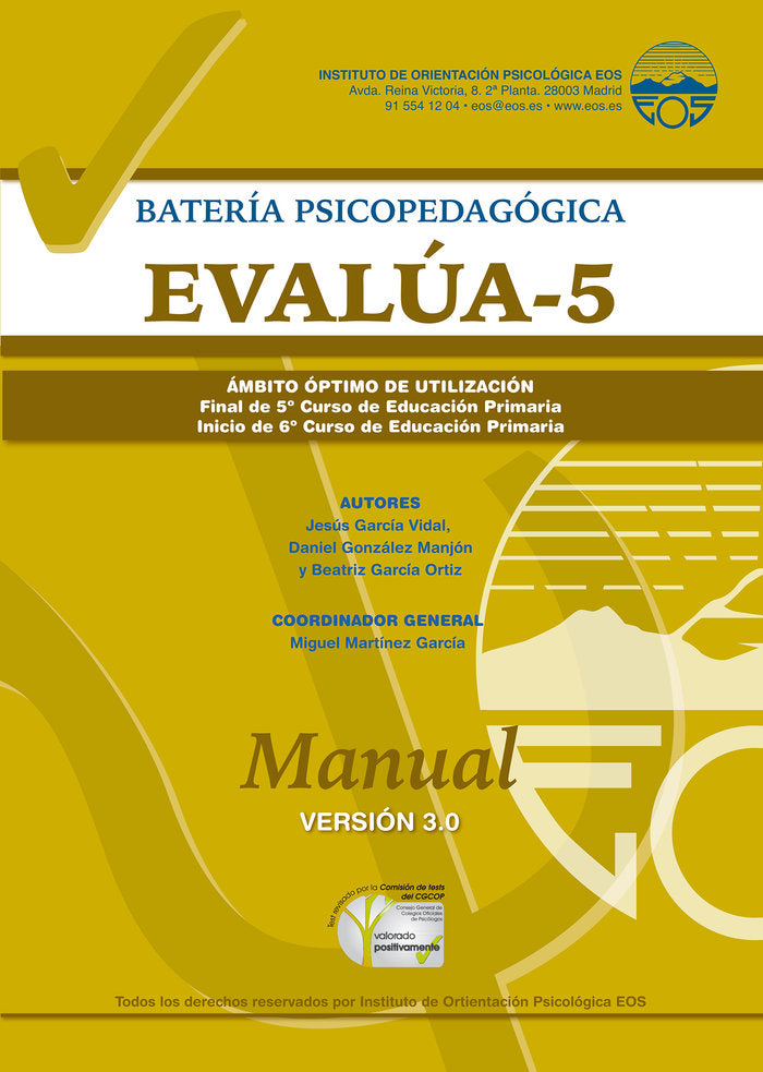 Manual EVALÚA 5. Versión 3.0, de García Vidal, Jesús | portada del libro