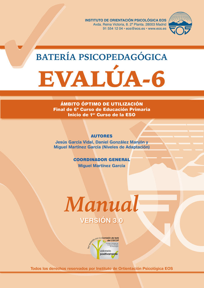 Manual EVALÚA 6. Versión 3.0, de García Vidal | portada del libro