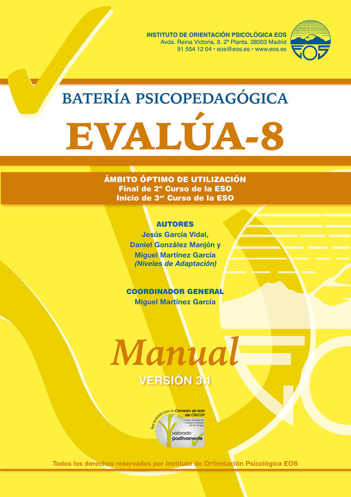 Manual EVALÚA 8. Versión 3.0, de García Vidal | portada del libro