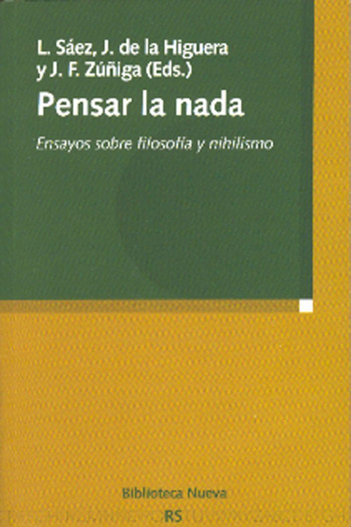 Pensar la nada, de Sáez Rueda, Luis | portada del libro