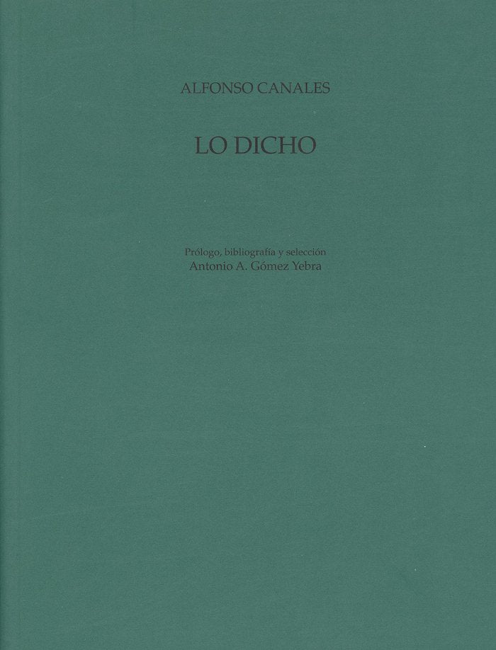 Lo dicho, de Canales | portada del libro