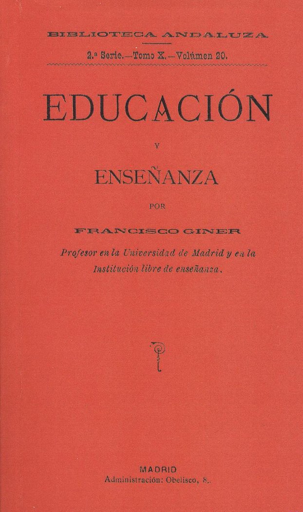 Educación y enseñanza por Francisco Giner, de Giner de los Ríos | portada del libro