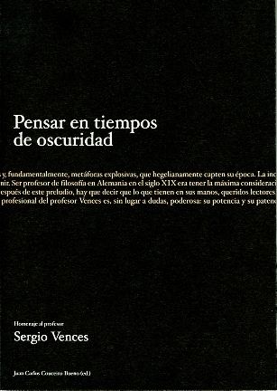 Pensar en tiempos de oscuridad, de JUAN CARLOS COUCEIRO BUENO | portada del libro