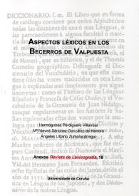 Aspectos léxicos en los Becerros de Valpuesta, de Perdiguero Villarreal | portada del libro