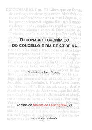 Dicionario toponímico do concello e ría de Cedeira, de Porto Dapena | portada del libro