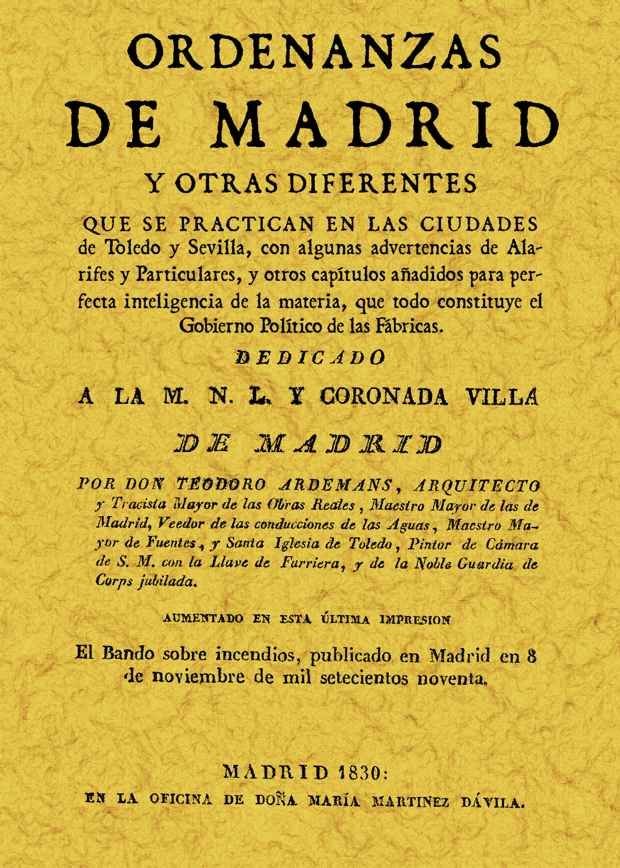 Ordenanzas de Madrid, de Ardemans, Teodoro | portada del libro