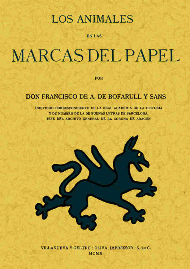 Los animales en las marcas de papel, de Bofarull Y Sans, Francisco de | portada del libro