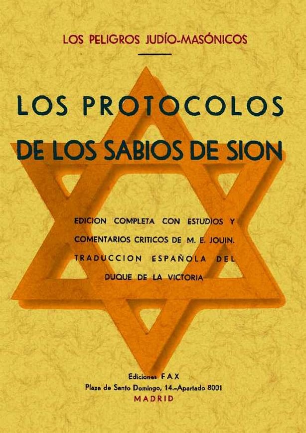 Los protocolos de los sabios de Sión (Los peligros judío-masónicos), de Anónimo | portada del libro