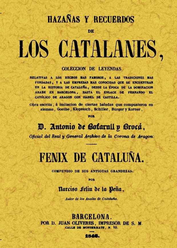 Hazañas y recuerdos de los catalanes, de Bofarull y Broca, Antonio de | portada del libro