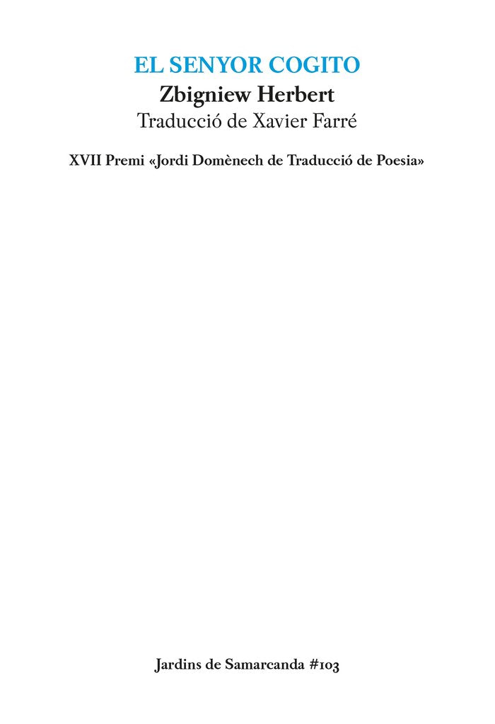 SENYOR COGITO, EL, de HERBERT | portada del libro