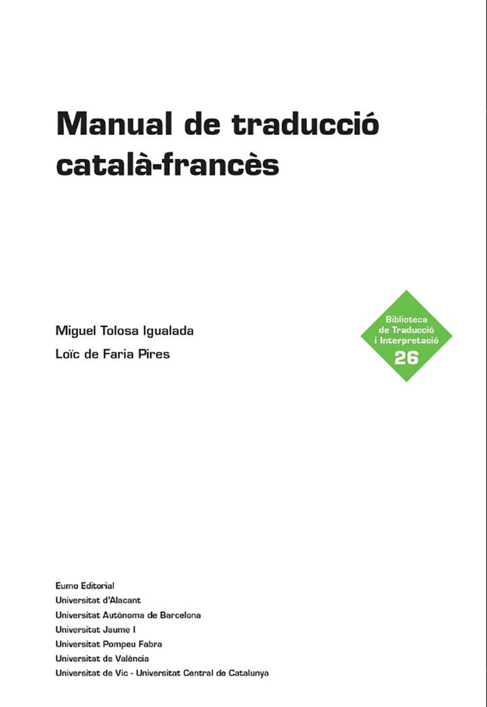Manual de traducció català-francès, de , de Faria Pires, Loïc | portada del libro