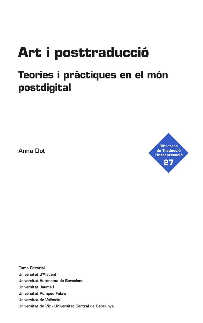 ART I POSTTRADUCCIO, de DOT VERDAGUER, ANNA | portada del libro