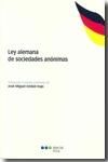 LEY ALEMANA DE SOCIEDADES ANONIMAS | portada del libro