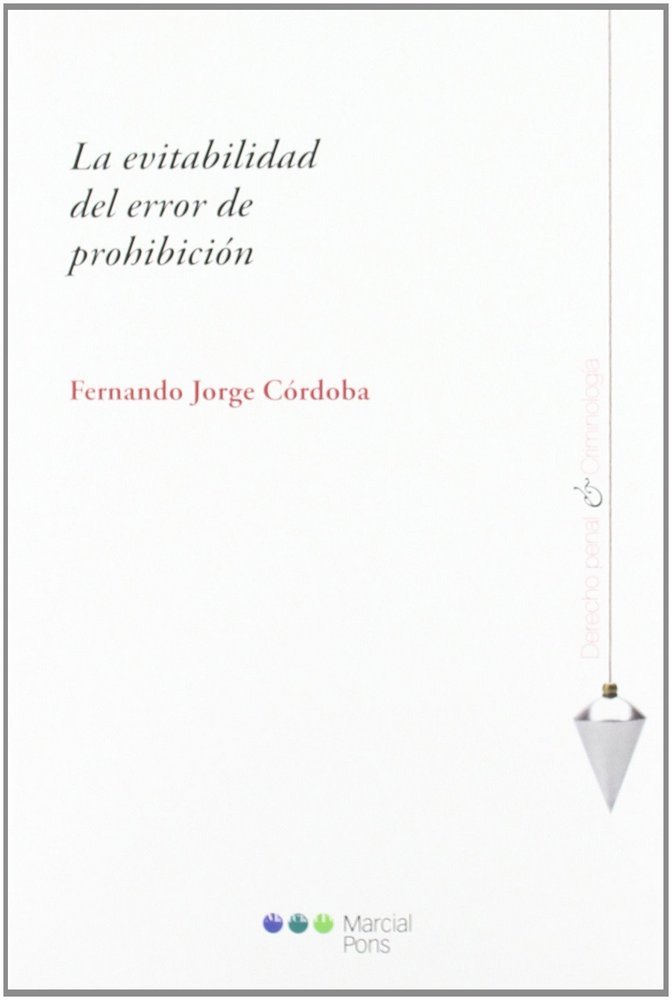 La evitabilidad del error de prohibición, de Córdoba | portada del libro