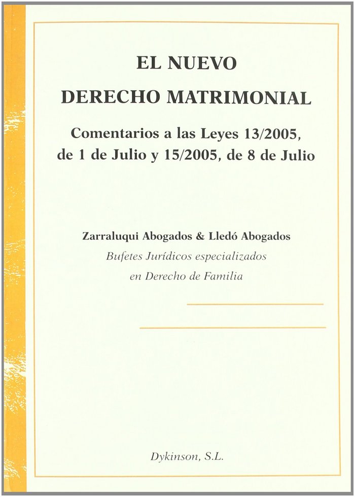 El nuevo derecho matrimonial, de ZARRALUQUI ABOGADOS | portada del libro