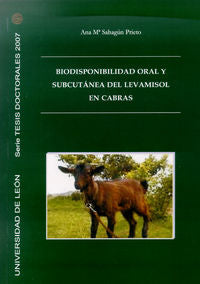 Biodisponibilidad oral y subcutánea del levamisol en cabras (*), de SAHAGUN PRIETO, ANA MARIA | portada del libro