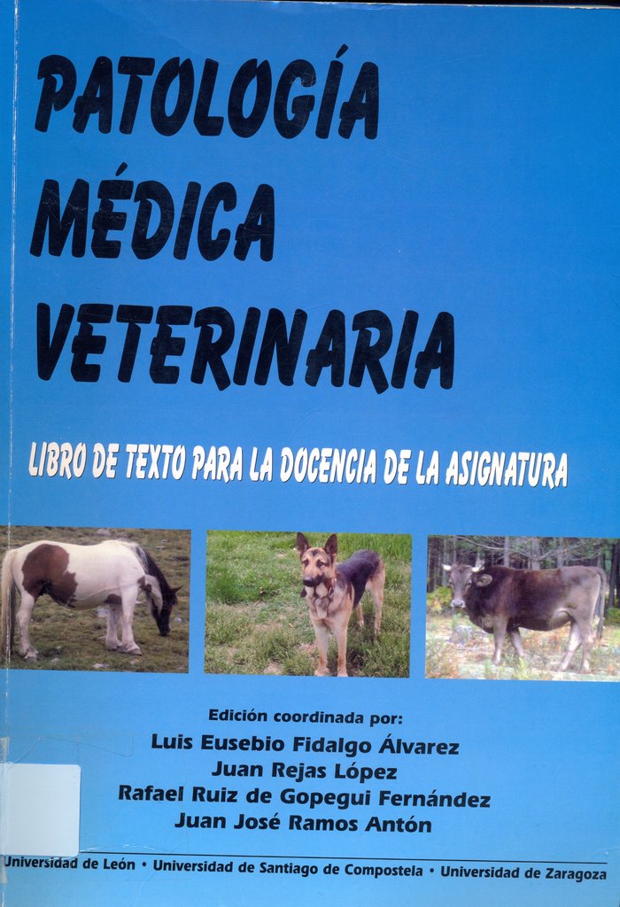 PATOLOGIA MEDICA VETERINARIA, de FIDALGO ALVAREZ, LUIS EUSEBIO | portada del libro