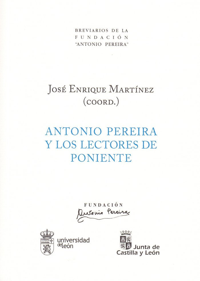 Antonio Pereira y los lectores de Poniente | portada del libro