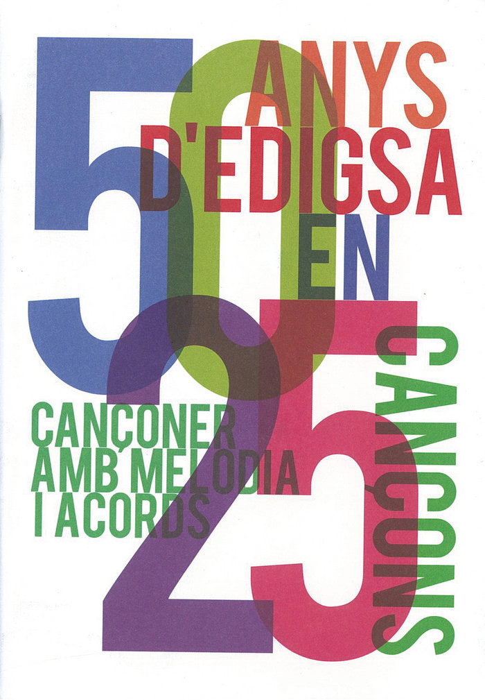 50 ANYS D'EDIGSA EN 25 CANÇONS: CANÇONER AMB MELODIA I ACORDS, de VV.AA. | portada del libro