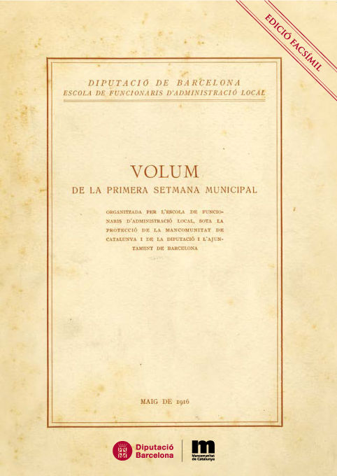 Volum de la Primera Setmana Municipal : Edició facsímil | portada del libro