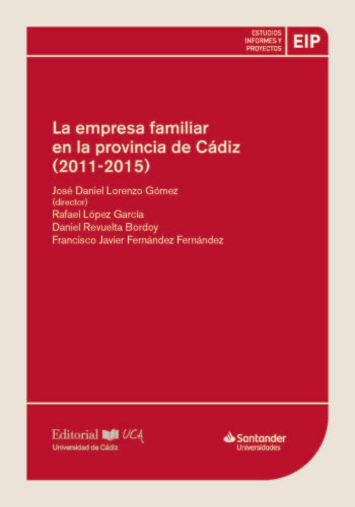 La empresa familiar en la provincia de Cádiz (2011-2015), de López García, Rafael | portada del libro