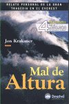 Mal de altura, de KRAKAUER, JON | portada del libro