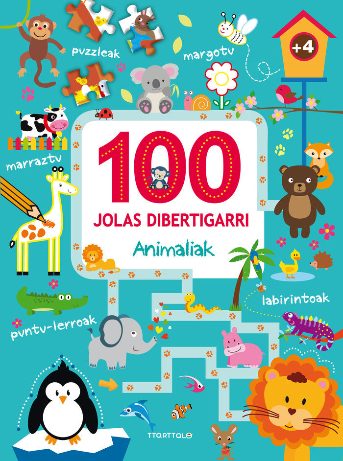 100 Jolas dibertigarri. Animaliak, de Ballon | portada del libro