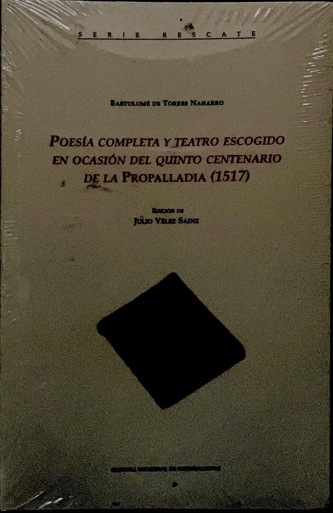 POESÍA COMPLETA Y TEATRO ESCOGIDO, de de Torres Naharro, Bartolomé | portada del libro