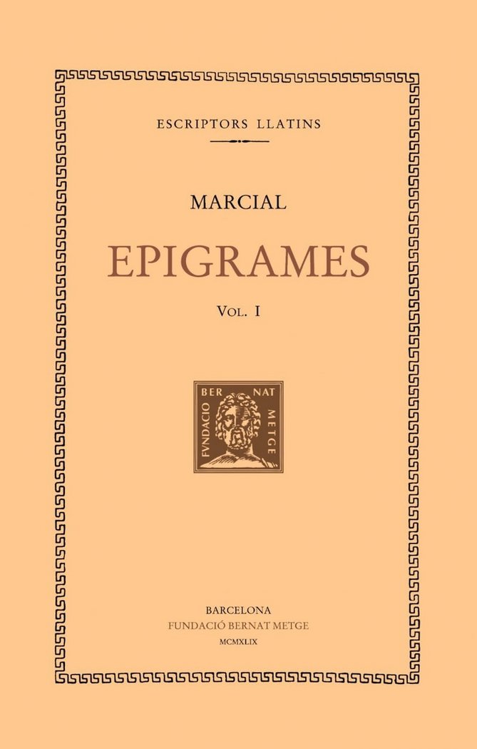 Epigrames, vol. I: Espectacles: llibres I-IV, de Marcial | portada del libro
