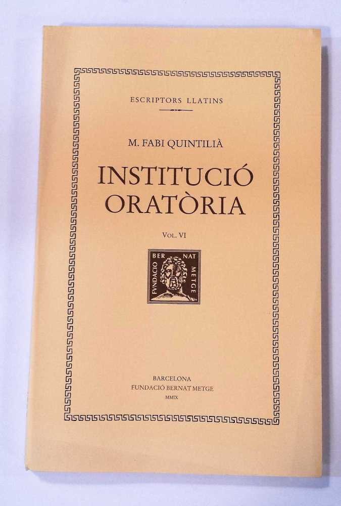 Institució oratòria, vol. VI (llibre VII), de Quintilià | portada del libro