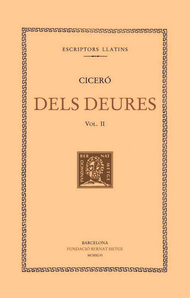 Dels deures, vol. II i últim (llibres II-III), de Ciceró | portada del libro