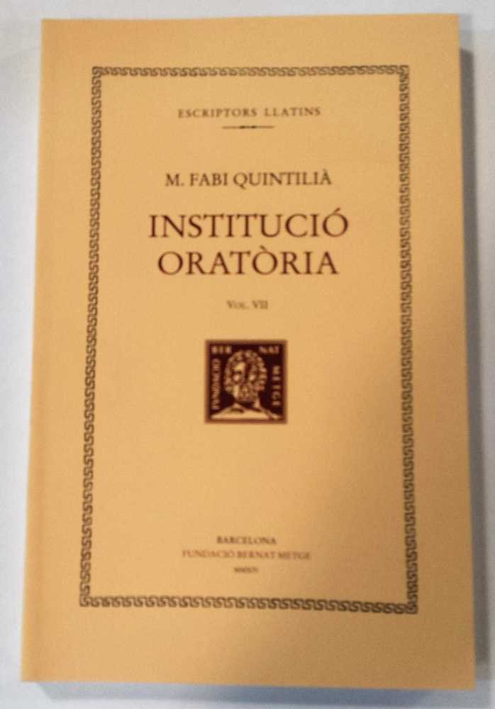 Institució oratòria, vol. VII (llibre VIII), de Quintilià | portada del libro