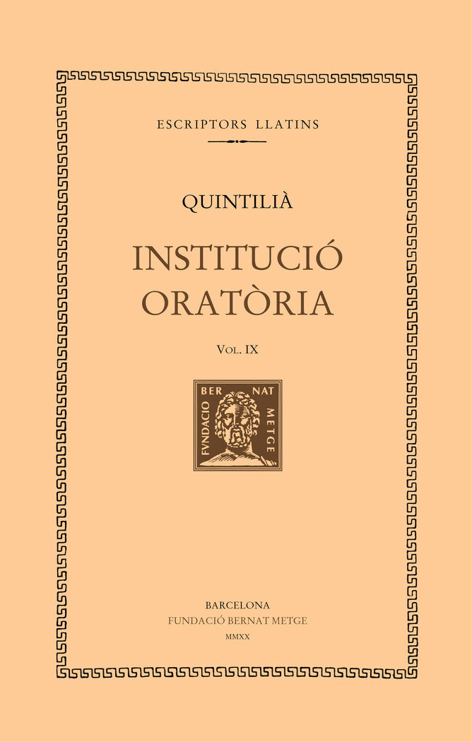 Institució Oratòria, vol. IX, de Marc Fabi Quintilià | portada del libro