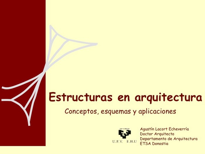 Estructuras en arquitectura. Conceptos, esquemas y aplicaciones, de Lacort Echeverría, Agustín | portada del libro