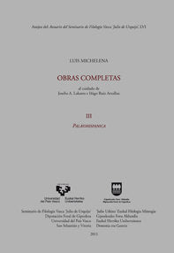 Luis Michelena. Obras completas. III. Paleohispánica, de MITXELENA ELISSALT, KOLDO | portada del libro