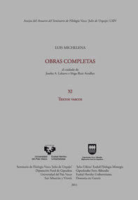 Luis Michelena. Obras completas. XI. Textos vascos, de MITXELENA ELISSALT, KOLDO | portada del libro