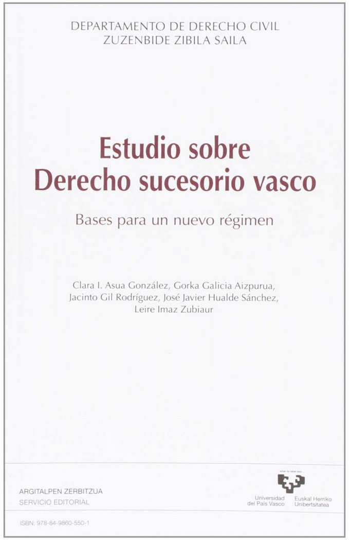 ESTUDIOS SOBRE DERECHO SUCESORIO VASCO, de Asua González | portada del libro
